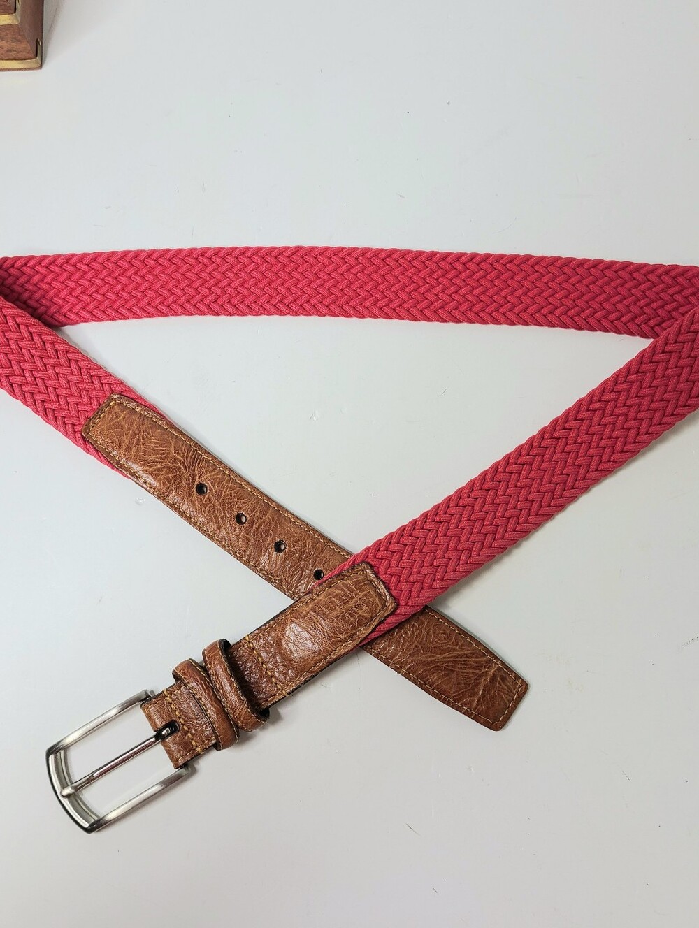 Torino Made in USA Leather Woven Braided Elastic Golf Stretch Belt